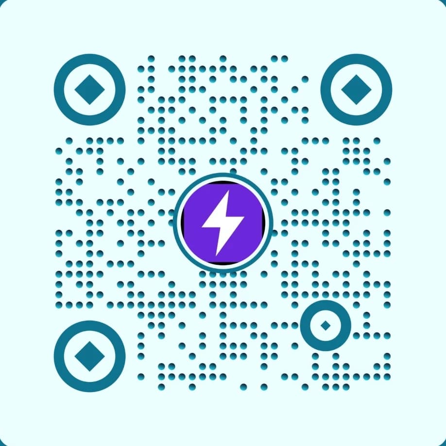 Cyan Lightning Dynamic QR Code with Center Bolt Logo and Level H Protection