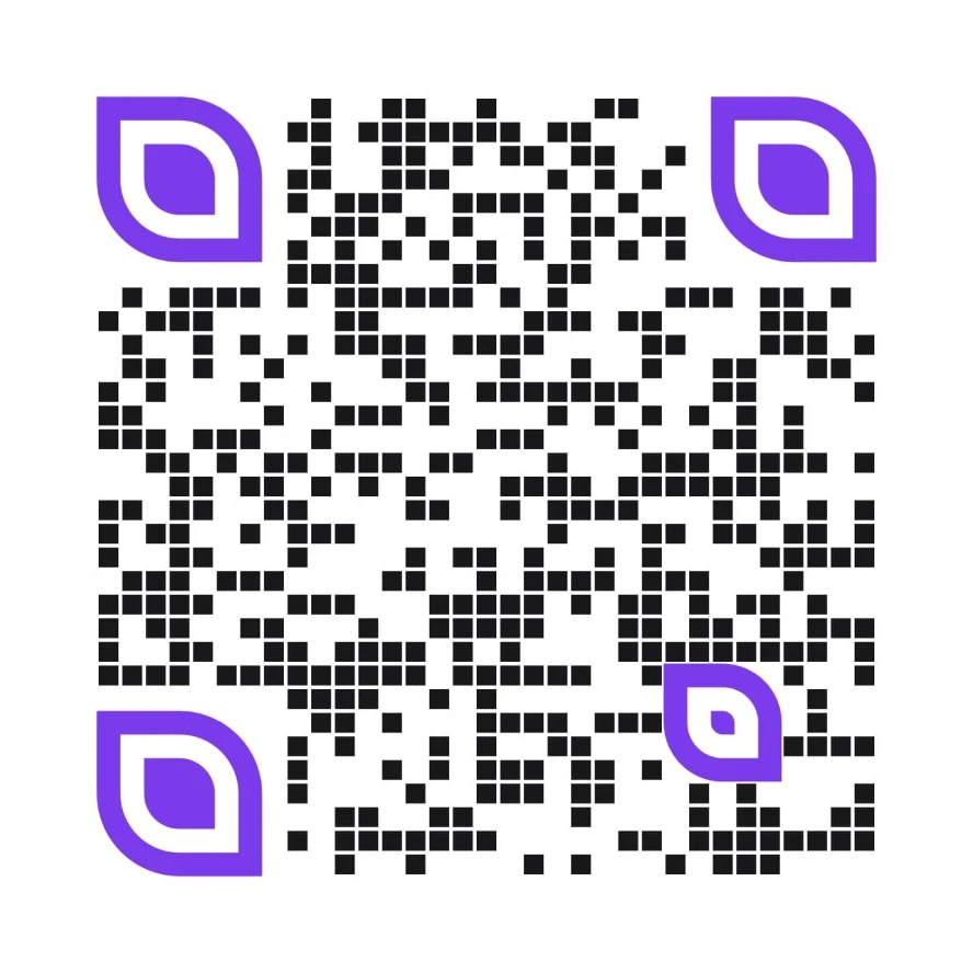 Purple Leaf Dynamic QR Code with Botanical Eye Locators