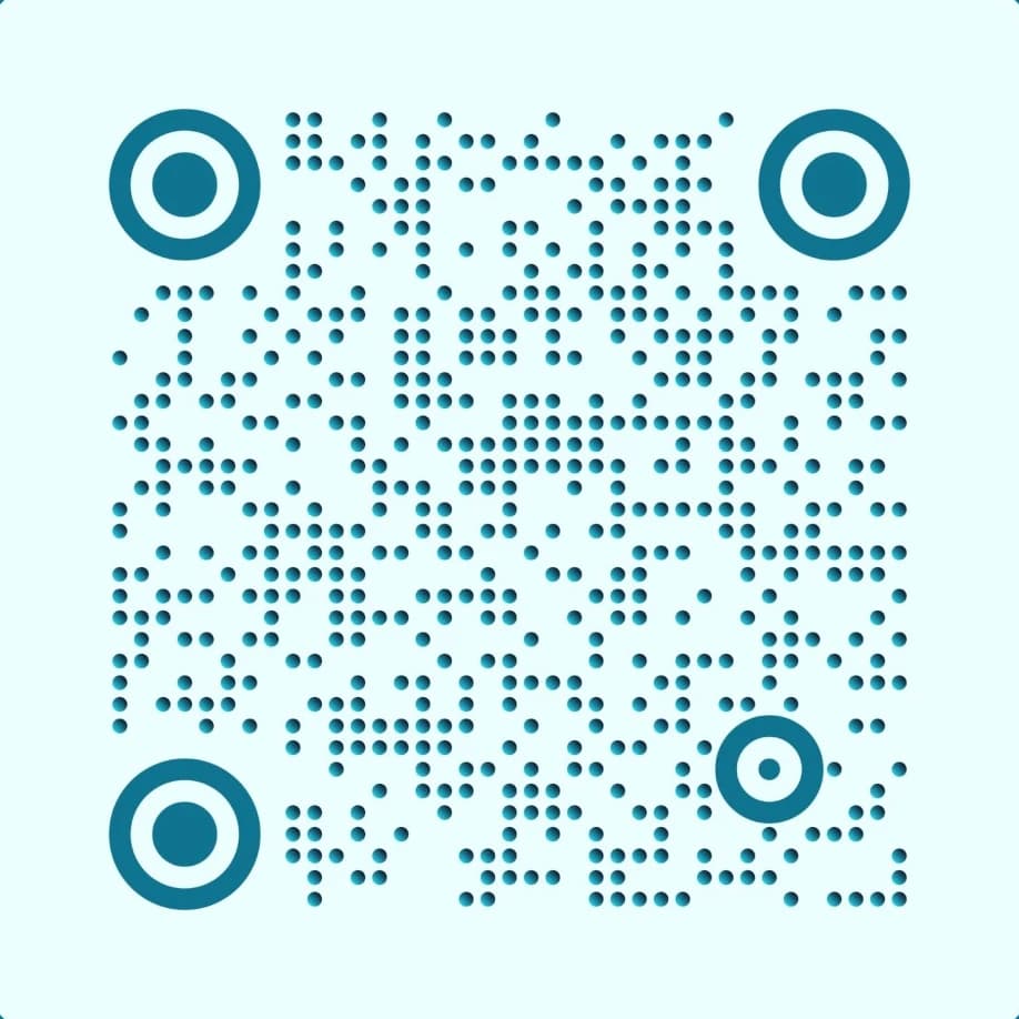 Teal Dot Matrix Dynamic QR Code with Concentric Target Eyes